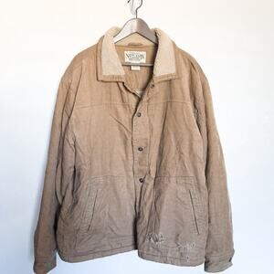 Vintage New York Classics Chore Barn Jacket Coat Corduroy Sherpa Mens XL Tan